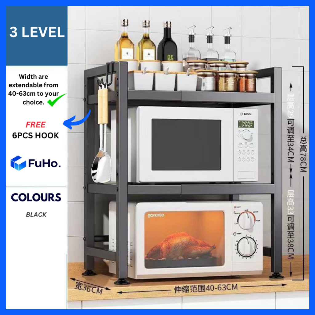 🇸🇬READY STOCK🇸🇬 FuHo Kitchen Storage Rack with Hook | Knife Holder | Microwave Rack | Oven Rack (KIT0070)