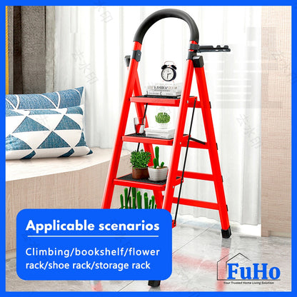 🇸🇬READY STOCK🇸🇬 FuHo Foldable Ladder With Handle | Anti Slip Ladder | Stainless Steel Ladder | (HL0249)