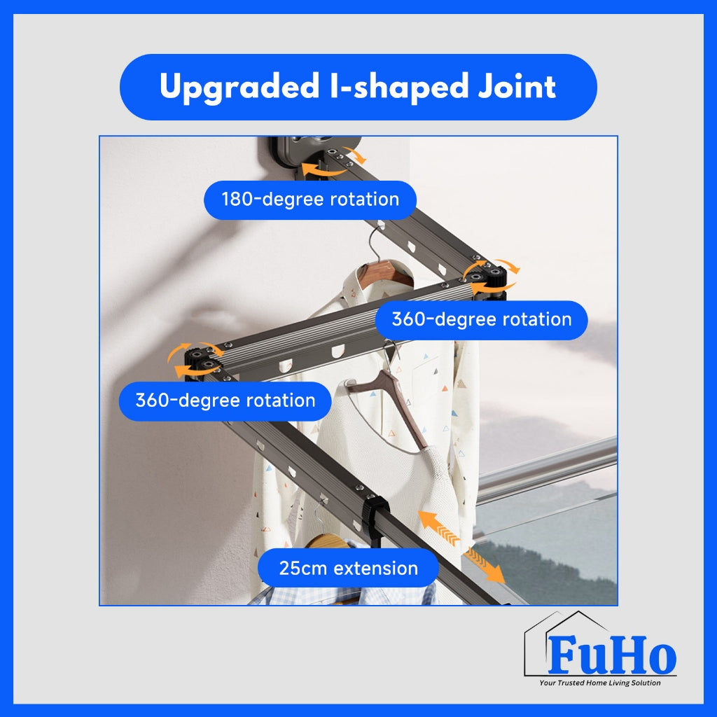 🇸🇬READY STOCK🇸🇬 FuHo Balcony Folding Rack | Drying Rack | Movable Rack | Laundry Rack | Foldable Laundry Rack | (HL0311)