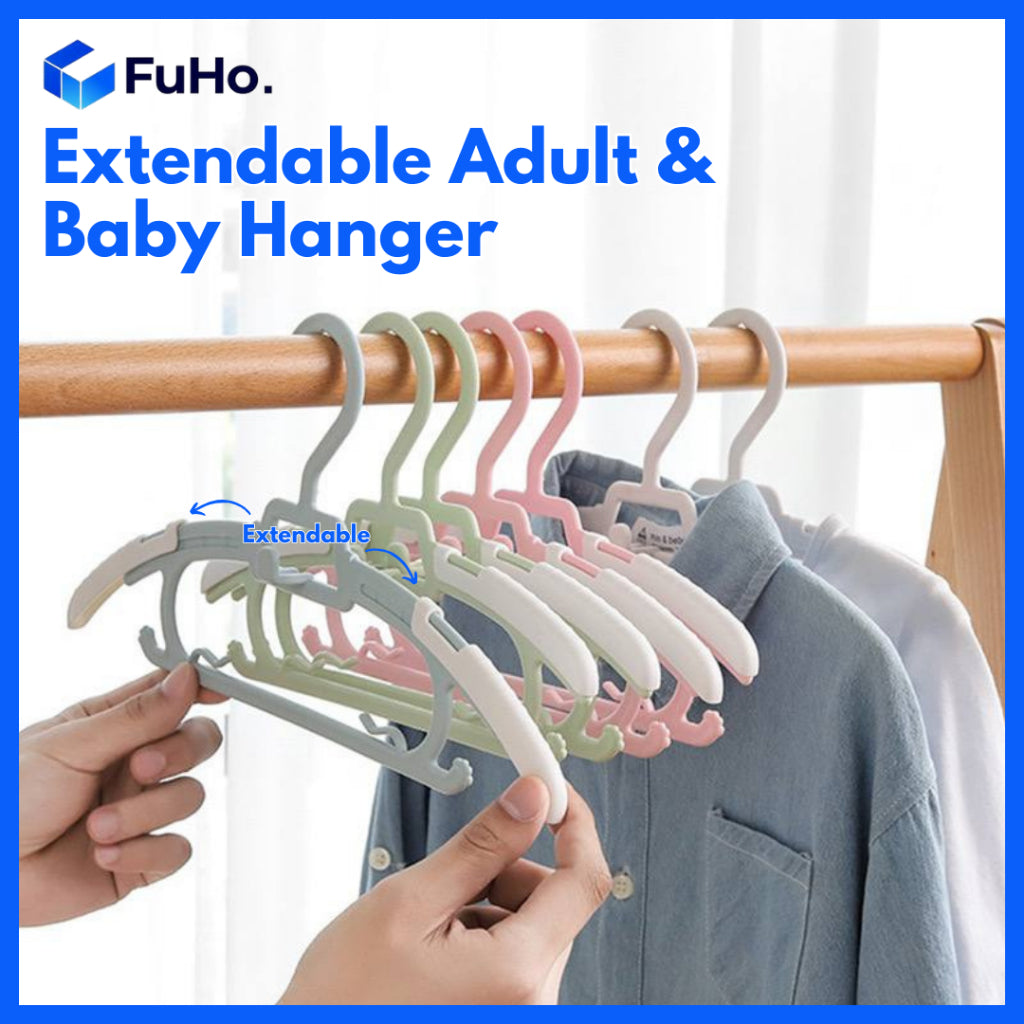 (1pcs) Extendable 2 in1 Kid & Adults Hanger | Clothes Hanger | Hanger | Antislip Hanger | Clip Hanger (HL0236)