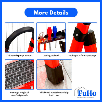 🇸🇬READY STOCK🇸🇬 FuHo Foldable Ladder With Handle | Anti Slip Ladder | Stainless Steel Ladder | (HL0249)