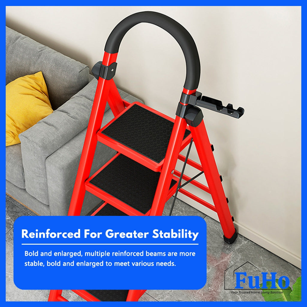🇸🇬READY STOCK🇸🇬 FuHo Foldable Ladder With Handle | Anti Slip Ladder | Stainless Steel Ladder | (HL0249)