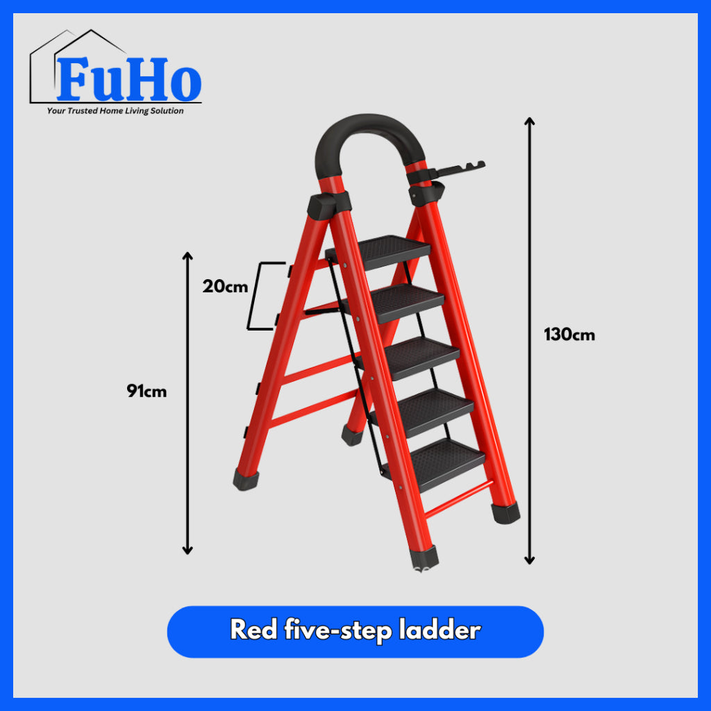 🇸🇬READY STOCK🇸🇬 FuHo Foldable Ladder With Handle | Anti Slip Ladder | Stainless Steel Ladder | (HL0249)