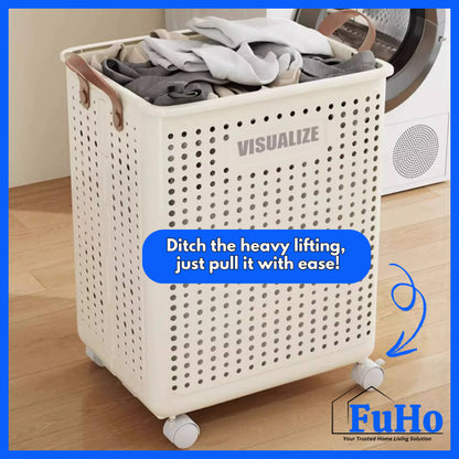 🇸🇬READY STOCK🇸🇬 Fuho Laundry Basket WIth Wheels | Laundry Basket | Laundry Hamper | Clothes Basket | Laundry Bag(TL0056)
