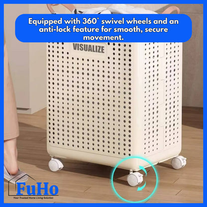 🇸🇬READY STOCK🇸🇬 Fuho Laundry Basket WIth Wheels | Laundry Basket | Laundry Hamper | Clothes Basket | Laundry Bag(TL0056)