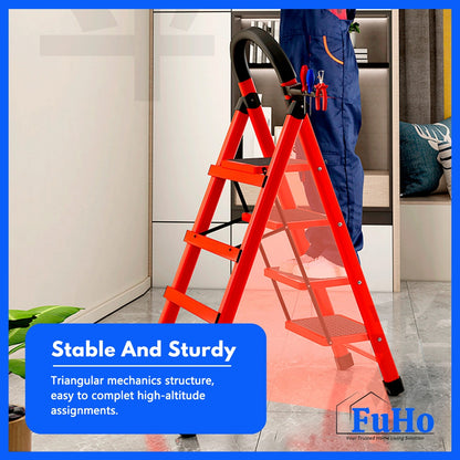 🇸🇬READY STOCK🇸🇬 FuHo Foldable Ladder With Handle | Anti Slip Ladder | Stainless Steel Ladder | (HL0249)