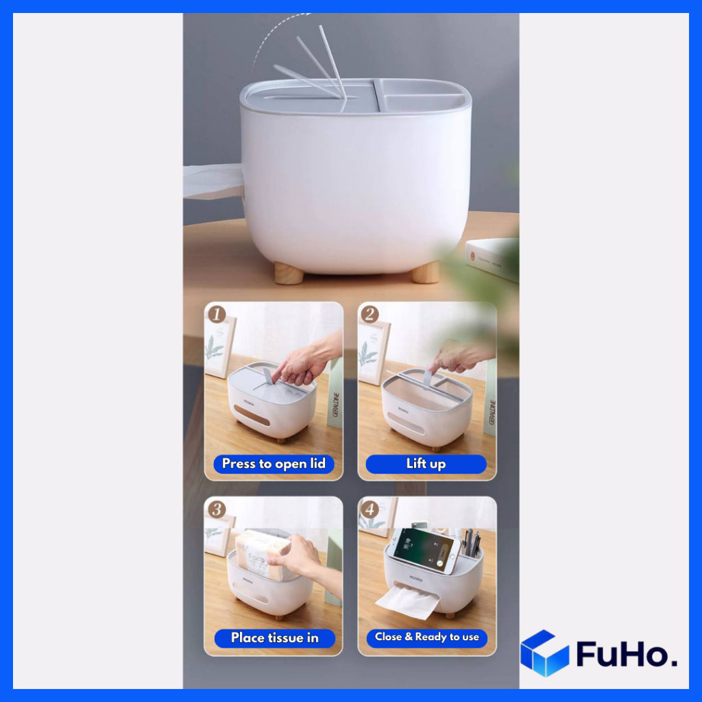 Fuho Desk Organiser | Tissue Box Storage | Remote Control Organiser | Bedroom Organiser | Storage Organiser (HL0233)
