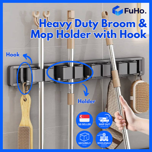 🇸🇬READY STOCK🇸🇬 Fuho Broom & Mop Holder | Heavy Duty Mop Holder | Mop Holder | Broom Holder | (HL0230)