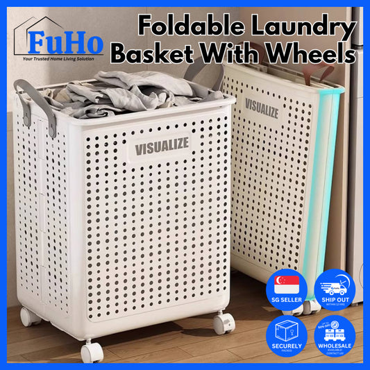 🇸🇬READY STOCK🇸🇬 Fuho Laundry Basket WIth Wheels | Laundry Basket | Laundry Hamper | Clothes Basket | Laundry Bag(TL0056)