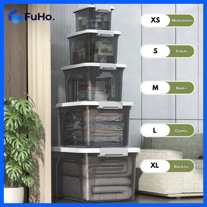 🇸🇬READY STOCK🇸🇬 Fuho Black Organiser Box | Storage Box | Plastic Container | Storage Box with Handle | (HL0242)