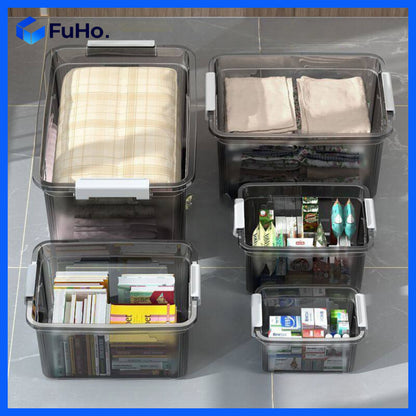 🇸🇬READY STOCK🇸🇬 Fuho Black Organiser Box | Storage Box | Plastic Container | Storage Box with Handle | (HL0242)