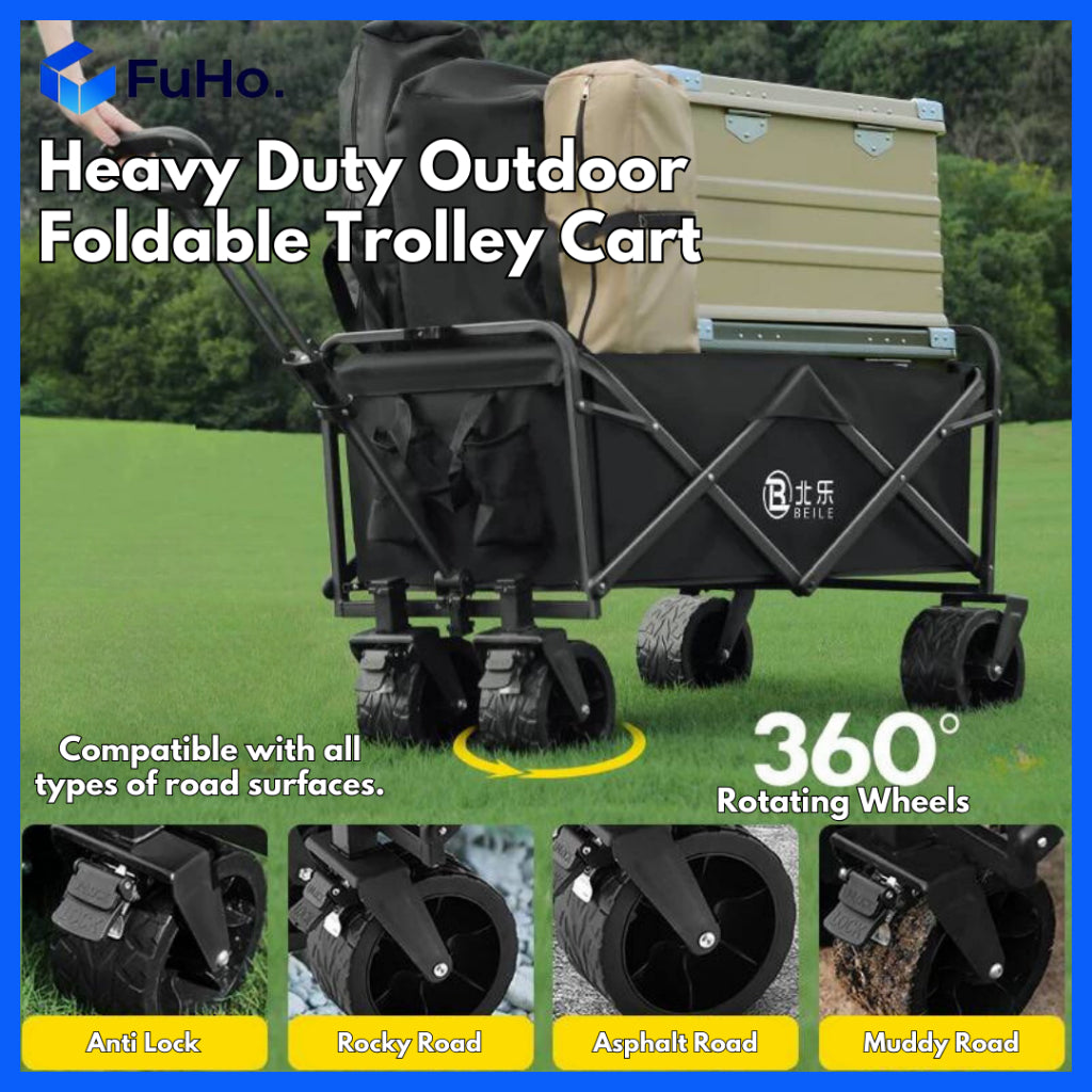 🇸🇬READY STOCK🇸🇬 Fuho Heavy Duty Outdoor Foldable Trolley | Camping Trolley | Market Trolley | Foldable Trolley (HL0246)