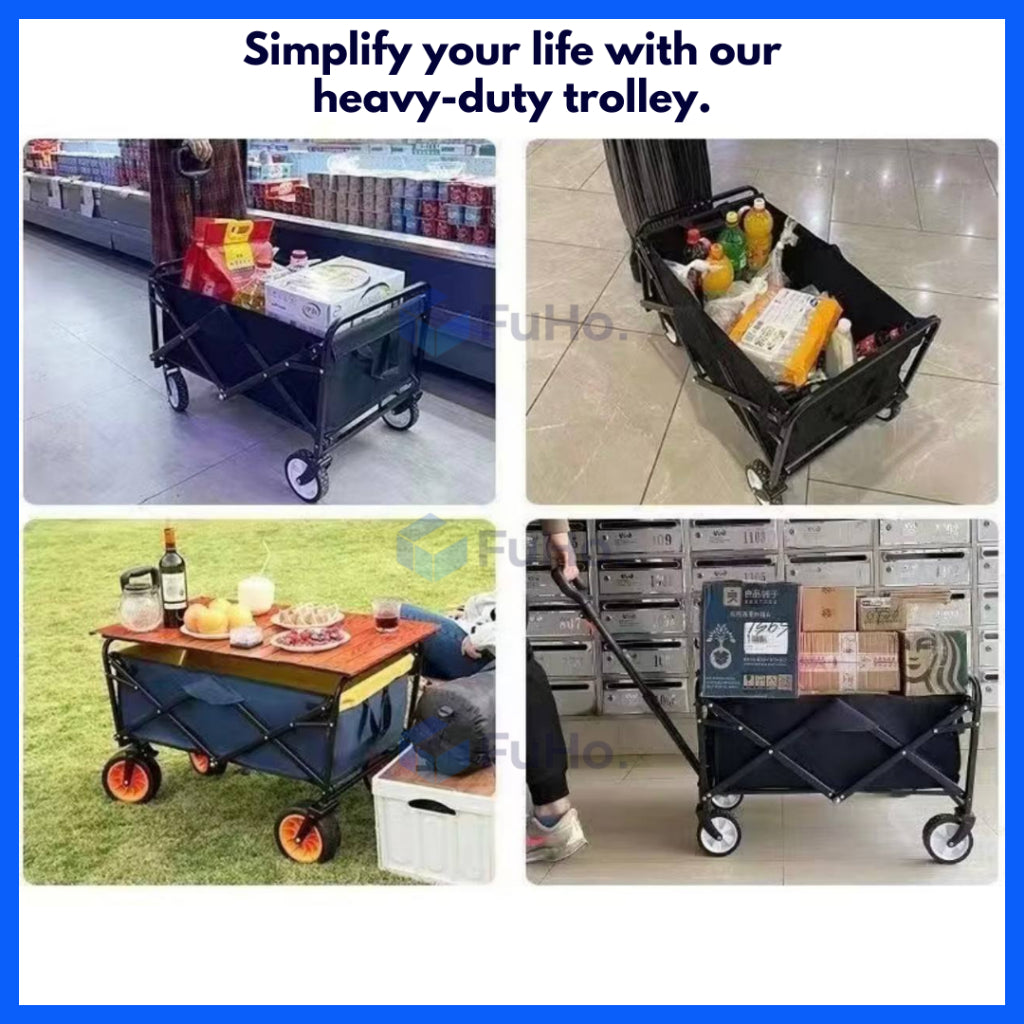🇸🇬READY STOCK🇸🇬 Fuho Heavy Duty Outdoor Foldable Trolley | Camping Trolley | Market Trolley | Foldable Trolley (HL0246)