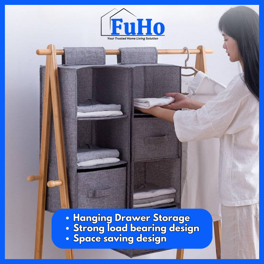 🇸🇬READY STOCK🇸🇬 FuHo Wardrobe Drawer With Storage Pouch | Hanging Wardrobe Cabinet | Storage Box | (HL0256)
