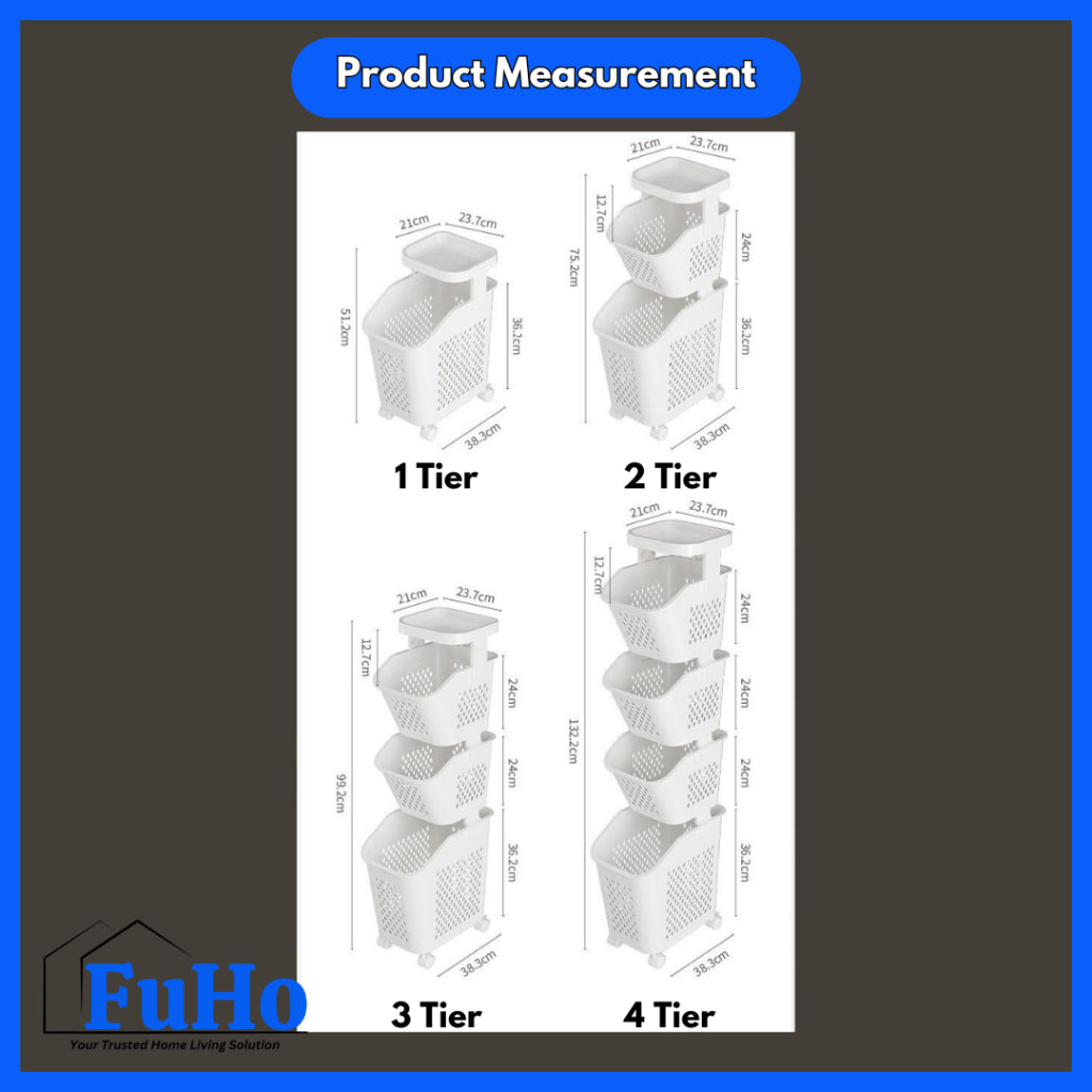 🇸🇬READY STOCK🇸🇬 FuHo Laundry Basket Trolley | Collapsible Storage Trolley | Clothes Rack | Clothes Trolley | (TL0055)