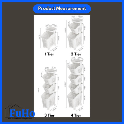 🇸🇬READY STOCK🇸🇬 FuHo Laundry Basket Trolley | Collapsible Storage Trolley | Clothes Rack | Clothes Trolley | (TL0055)