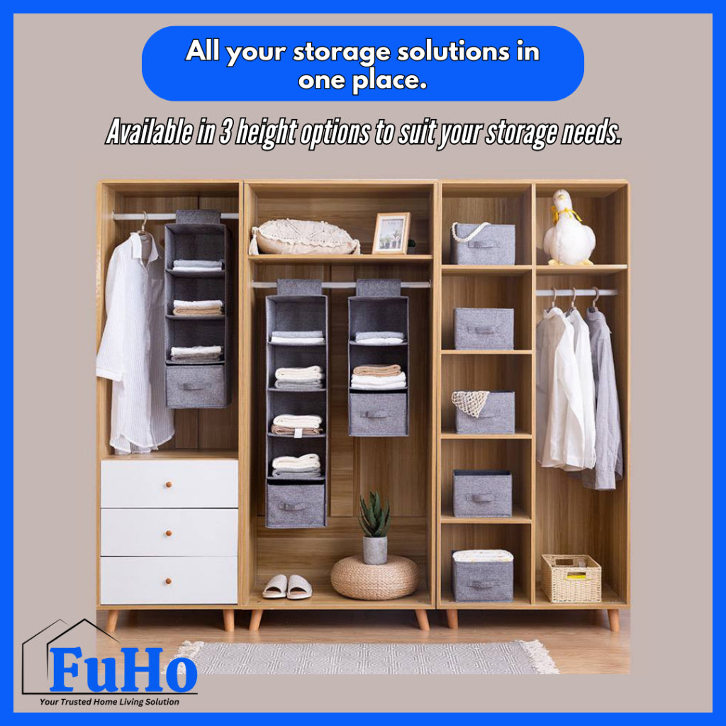 🇸🇬READY STOCK🇸🇬 FuHo Wardrobe Drawer With Storage Pouch | Hanging Wardrobe Cabinet | Storage Box | (HL0256)