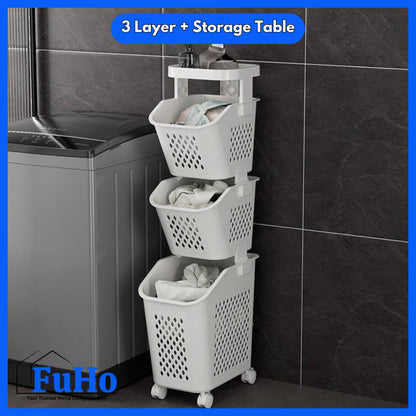 🇸🇬READY STOCK🇸🇬 FuHo Laundry Basket Trolley | Collapsible Storage Trolley | Clothes Rack | Clothes Trolley | (TL0055)