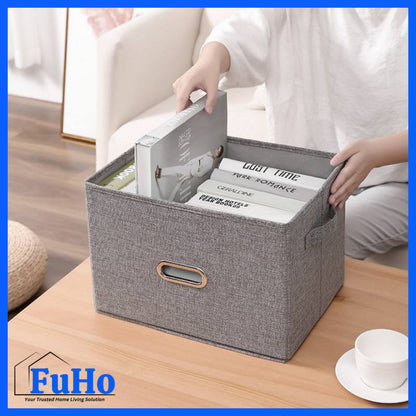 🇸🇬READY STOCK🇸🇬 FuHo Foldable Cotton Linen Storage Box | Storage Box | Collapsible Storage Box | (HL0257)