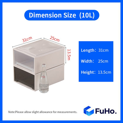 (1pcs) 🇸🇬READY STOCK🇸🇬 FuHo Transparent Stackable box | Stackable Drawer | Organiser Box | Wardrobe Box (HL0023)