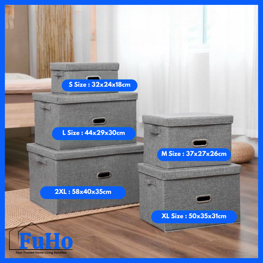 🇸🇬READY STOCK🇸🇬 FuHo Foldable Cotton Linen Storage Box | Storage Box | Collapsible Storage Box | (HL0257)