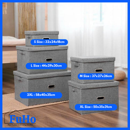 🇸🇬READY STOCK🇸🇬 FuHo Foldable Cotton Linen Storage Box | Storage Box | Collapsible Storage Box | (HL0257)