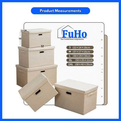 🇸🇬READY STOCK🇸🇬 FuHo Foldable Cotton Linen Storage Box | Storage Box | Collapsible Storage Box | (HL0257)