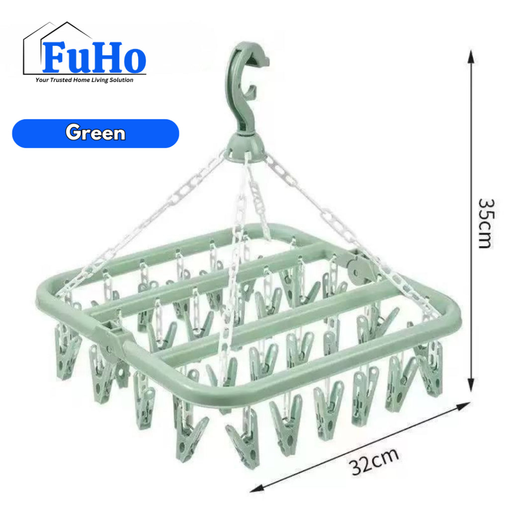 🇸🇬READY STOCK🇸🇬 FuHo Foldable Laundry 32pcs Pegs | Pegs | Laundry Pegs | Hanger | Hangers with Pegs | (HL0321)