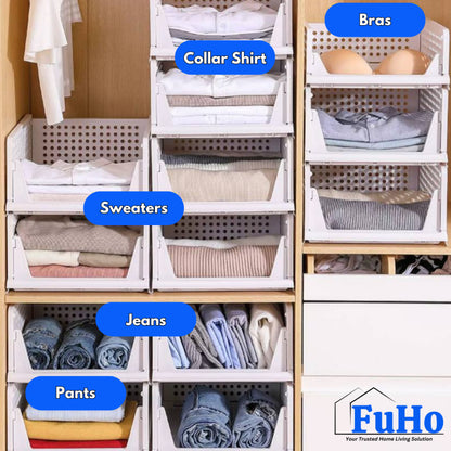 🇸🇬READY STOCK🇸🇬 FuHo Foldable Cabinet Box | Wardrobe Storage Box | Wardrobe Organizers | Cabinet Stackable Box (HL0320)