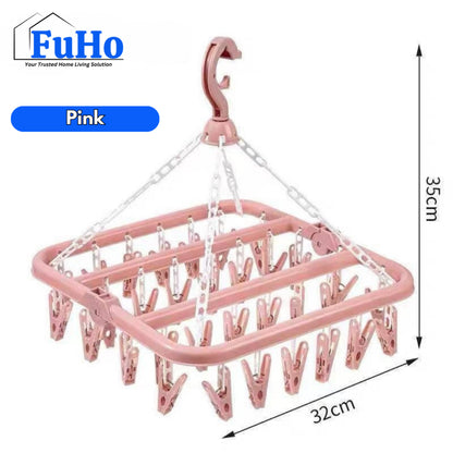 🇸🇬READY STOCK🇸🇬 FuHo Foldable Laundry 32pcs Pegs | Pegs | Laundry Pegs | Hanger | Hangers with Pegs | (HL0321)