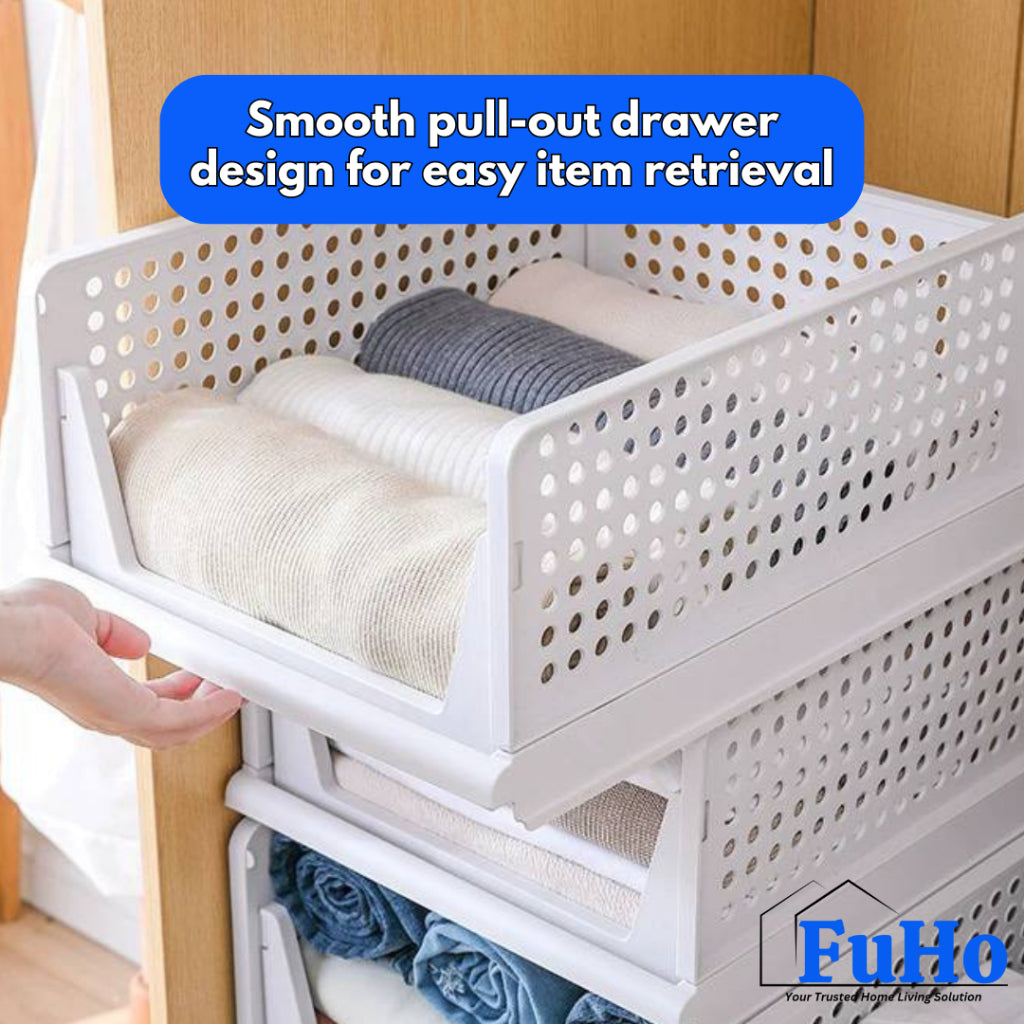 🇸🇬READY STOCK🇸🇬 FuHo Foldable Cabinet Box | Wardrobe Storage Box | Wardrobe Organizers | Cabinet Stackable Box (HL0320)