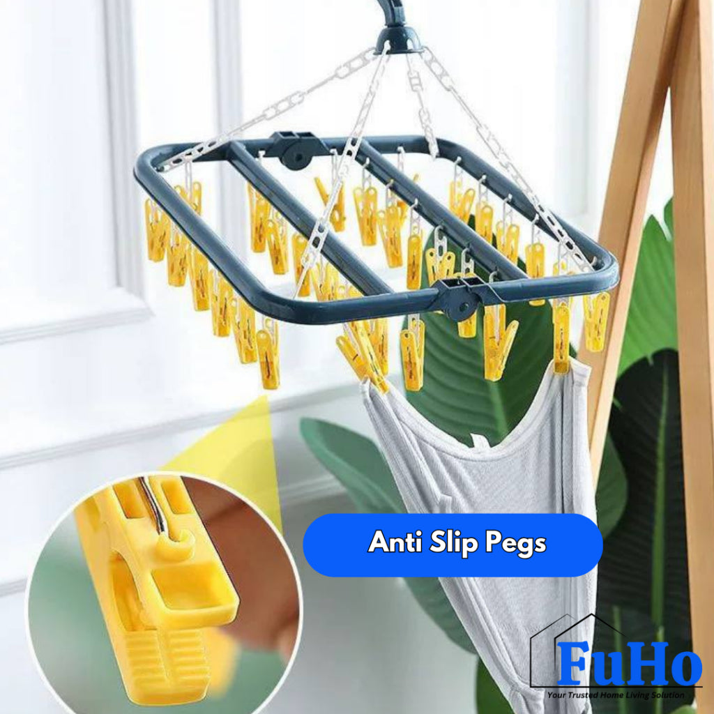 🇸🇬READY STOCK🇸🇬 FuHo Foldable Laundry 32pcs Pegs | Pegs | Laundry Pegs | Hanger | Hangers with Pegs | (HL0321)