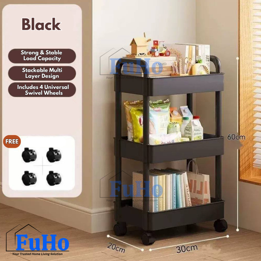🇸🇬READY STOCK🇸🇬 FuHo x Sando 3 Tier Moveable Storage Trolley  | Organiser Box | Container | Drawer | Wardrobe | HL0325