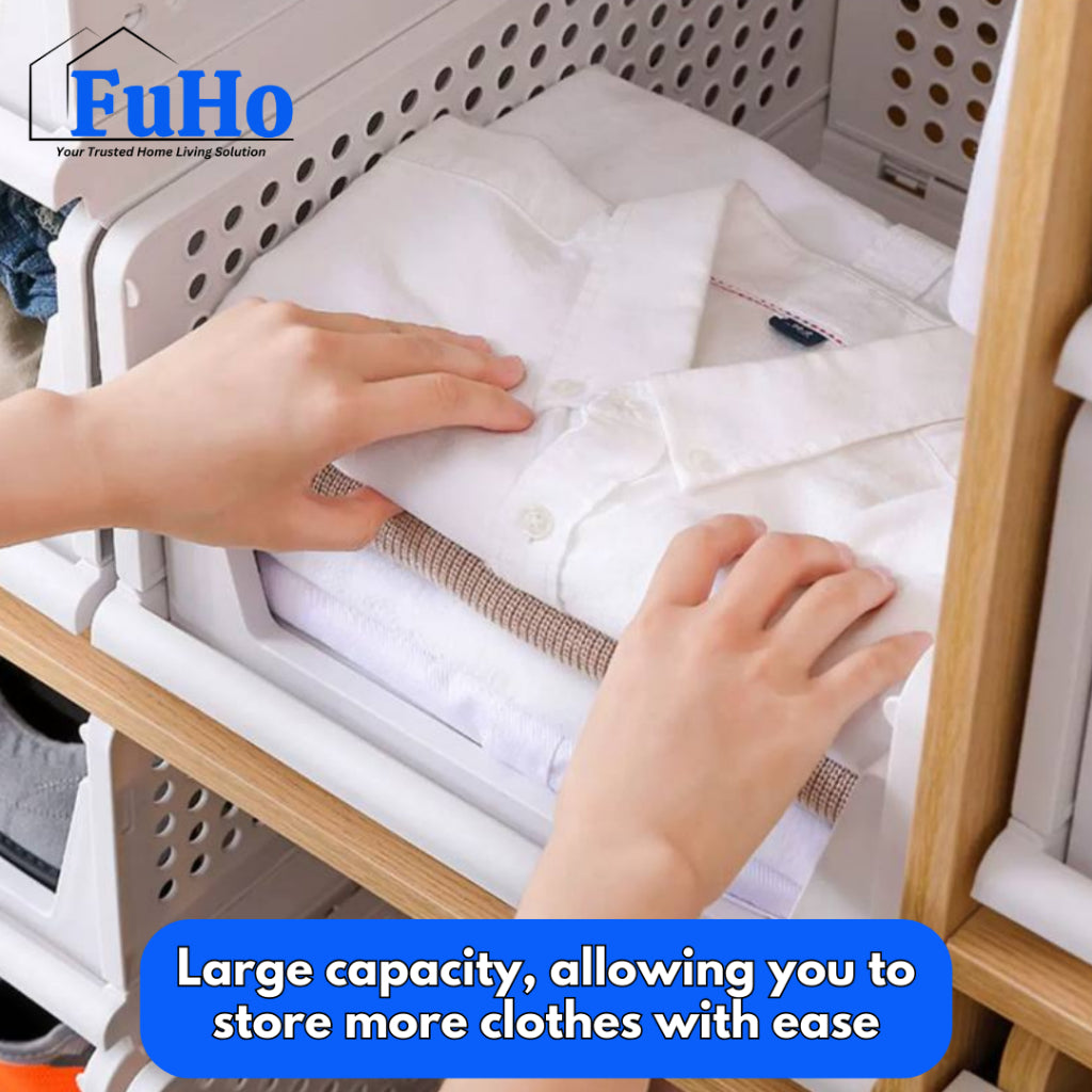 🇸🇬READY STOCK🇸🇬 FuHo Foldable Cabinet Box | Wardrobe Storage Box | Wardrobe Organizers | Cabinet Stackable Box (HL0320)