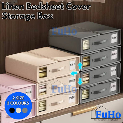 🇸🇬READY STOCK🇸🇬 FuHo Linen Bedsheet Cover Storage Box | Blanket Storage Box | Mattress Storage Box | Curtain (HL0333)