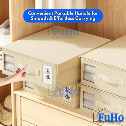🇸🇬READY STOCK🇸🇬 FuHo Linen Bedsheet Cover Storage Box | Blanket Storage Box | Mattress Storage Box | Curtain (HL0333)