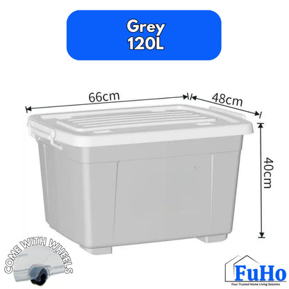 Fuho Transparent Storage Box With Wheel | Plastic Container | Stackable Box | Storage Box (HL0005)