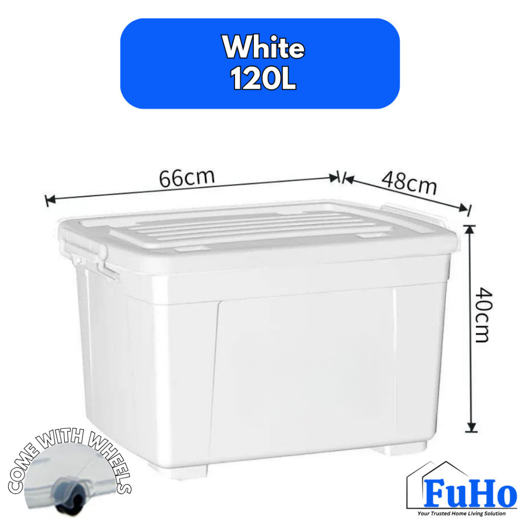 Fuho Transparent Storage Box With Wheel | Plastic Container | Stackable Box | Storage Box (HL0005)