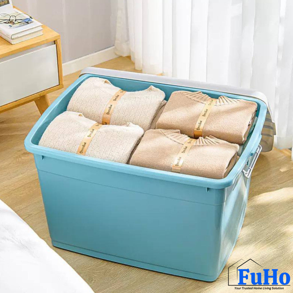 Fuho Transparent Storage Box With Wheel | Plastic Container | Stackable Box | Storage Box (HL0005)