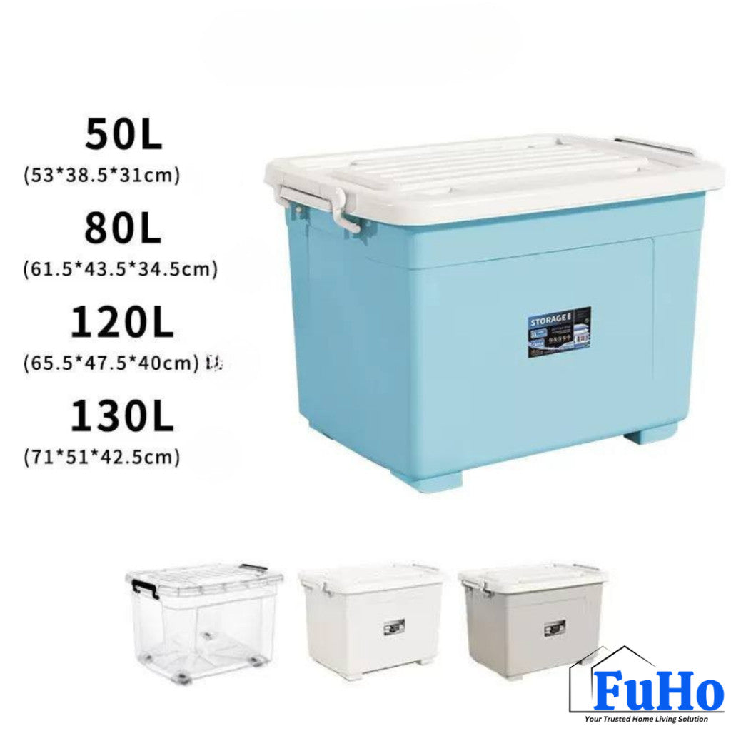 Fuho Transparent Storage Box With Wheel | Plastic Container | Stackable Box | Storage Box (HL0005)
