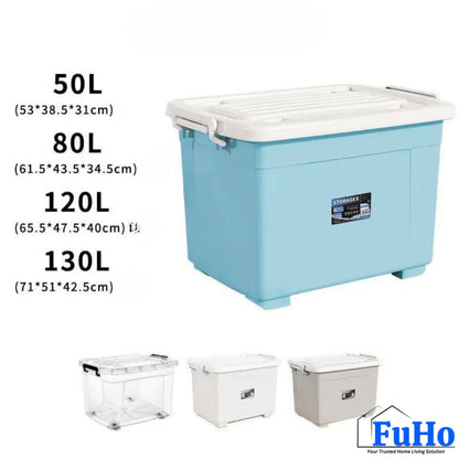Fuho Transparent Storage Box With Wheel | Plastic Container | Stackable Box | Storage Box (HL0005)