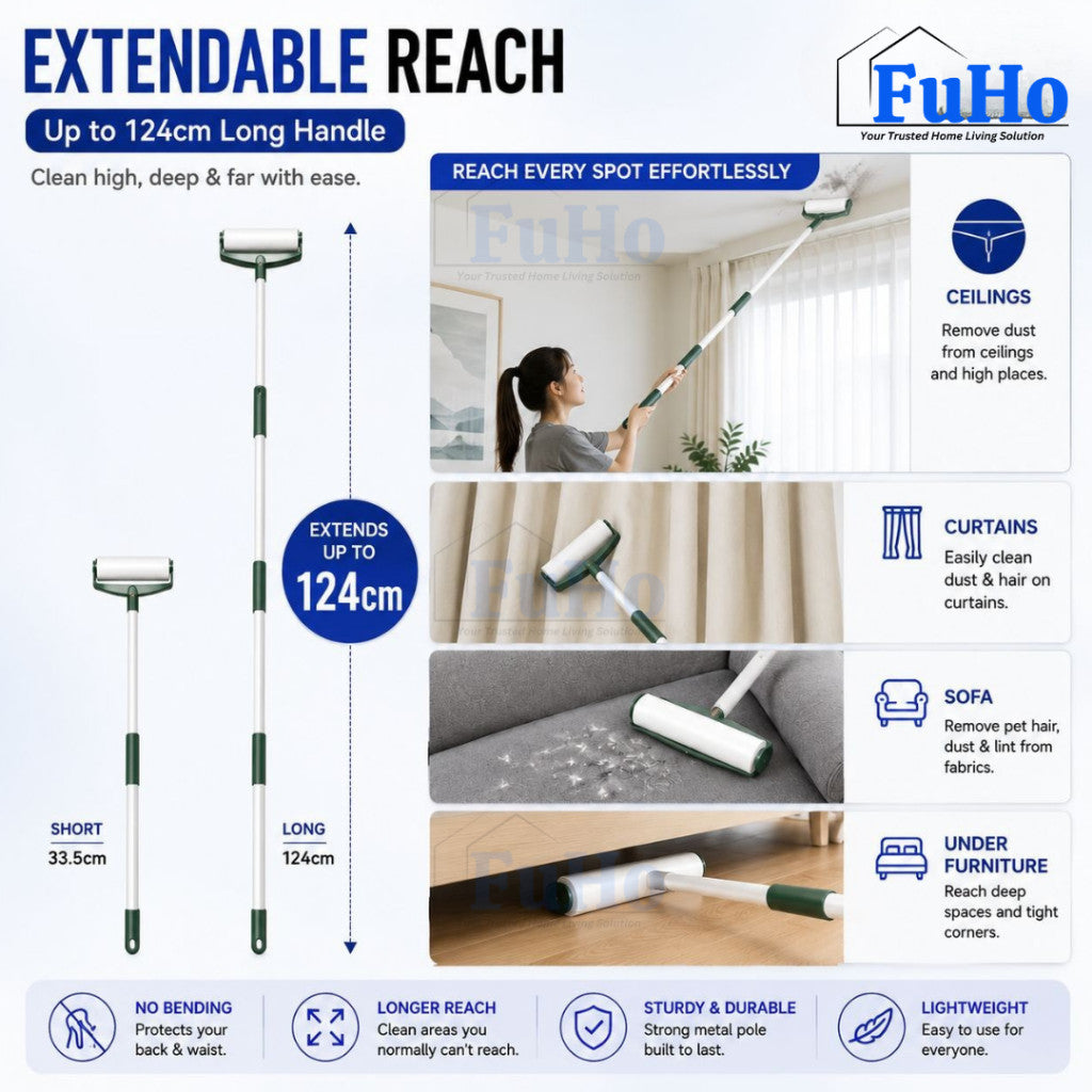 Fuho ProClean™ 24CM Wide Linen Sticky Roller | Lint Roller | Dust Roller | Cloth Linen | Clothes Linen | (HL0336)