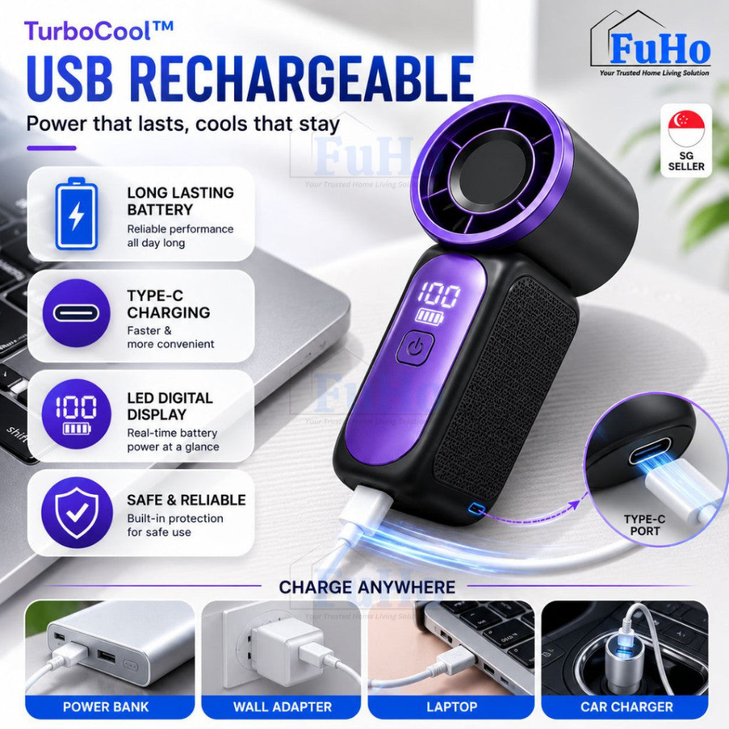 Fuho AeroPro™ Turbo Portable Fan | Turbo Fan | Portable Fan | Portable Mini Fan | Handheld Fan | Travel Fan | (HL0334)