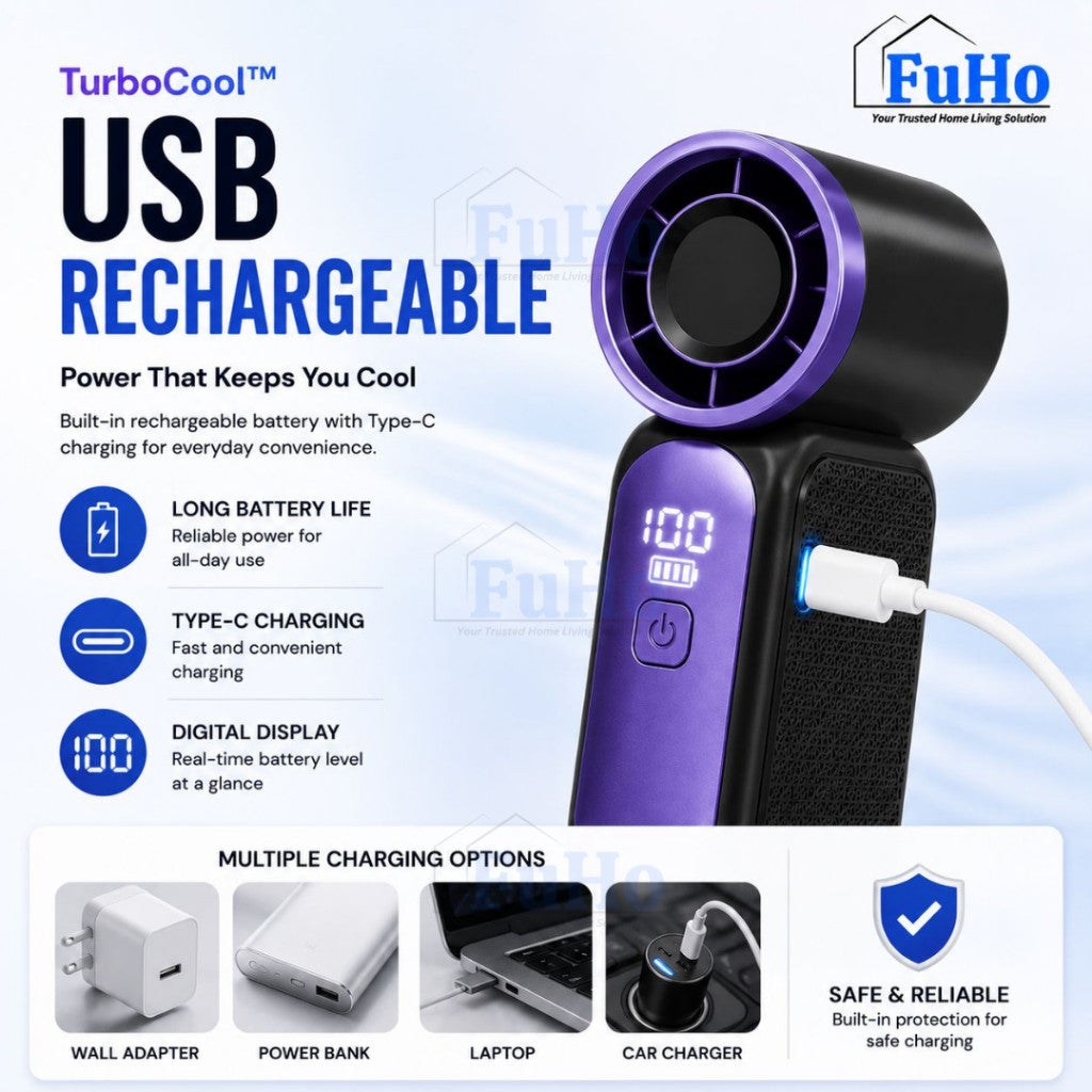 Fuho AeroPro™ Turbo Portable Fan | Turbo Fan | Portable Fan | Portable Mini Fan | Handheld Fan | Travel Fan | (HL0334)