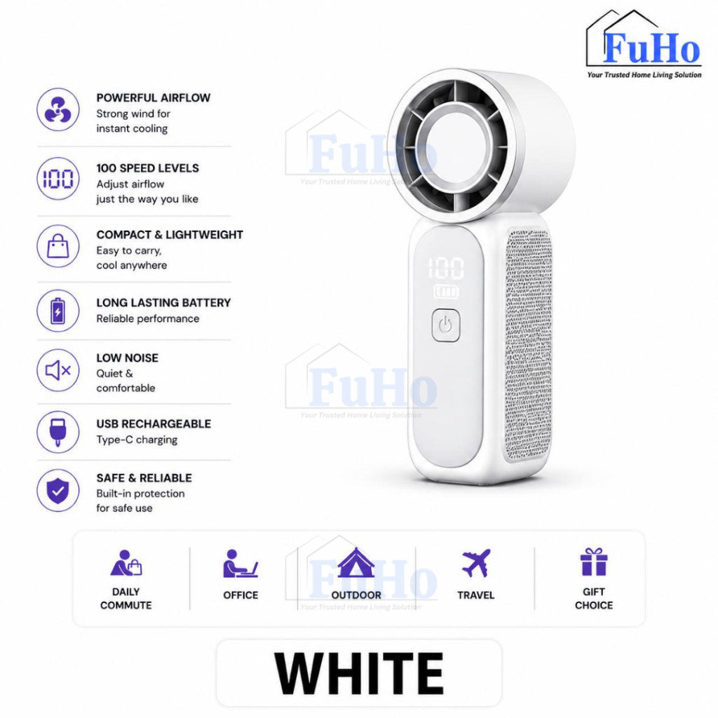 Fuho AeroPro™ Turbo Portable Fan | Turbo Fan | Portable Fan | Portable Mini Fan | Handheld Fan | Travel Fan | (HL0334)