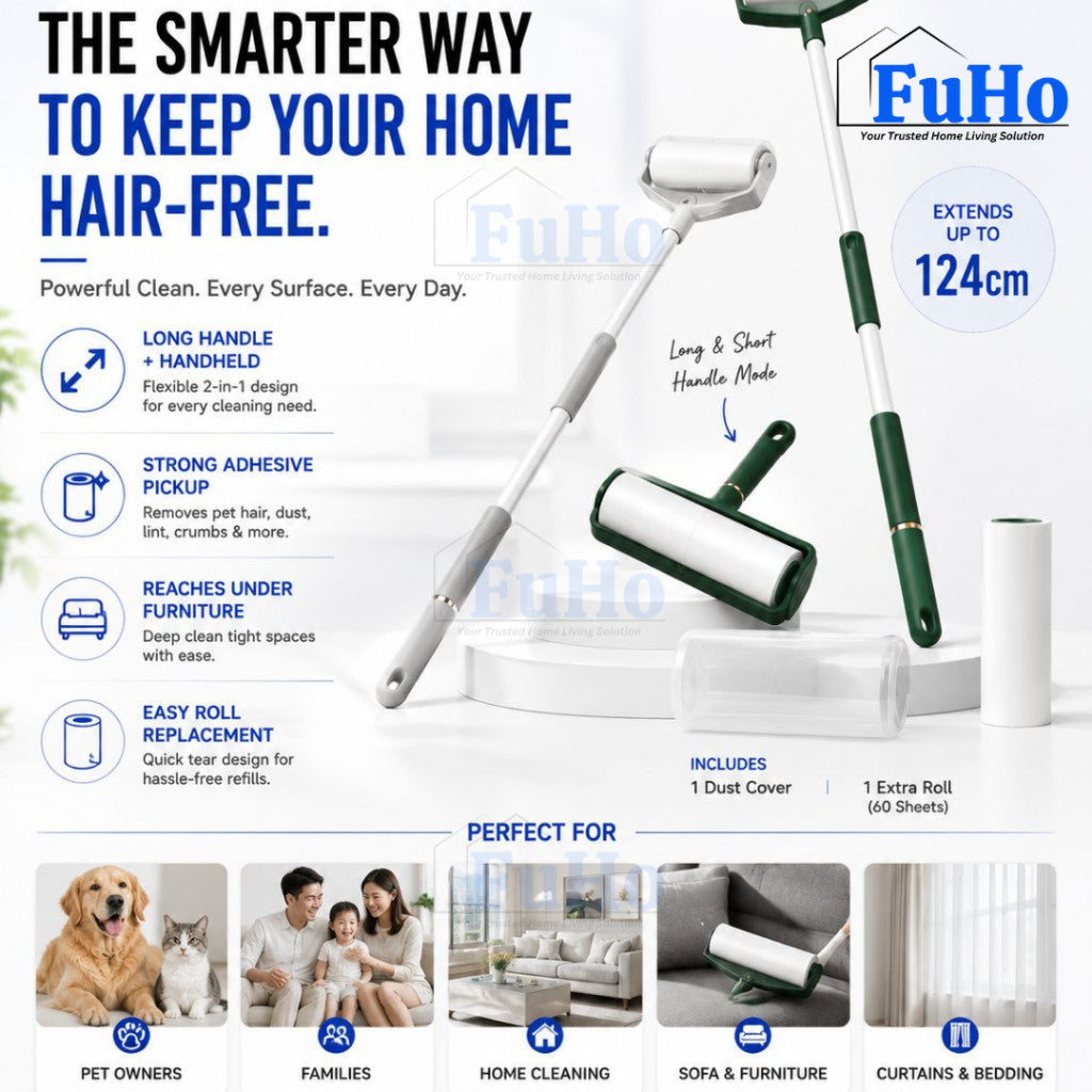 Fuho ProClean™ 24CM Wide Linen Sticky Roller | Lint Roller | Dust Roller | Cloth Linen | Clothes Linen | (HL0336)