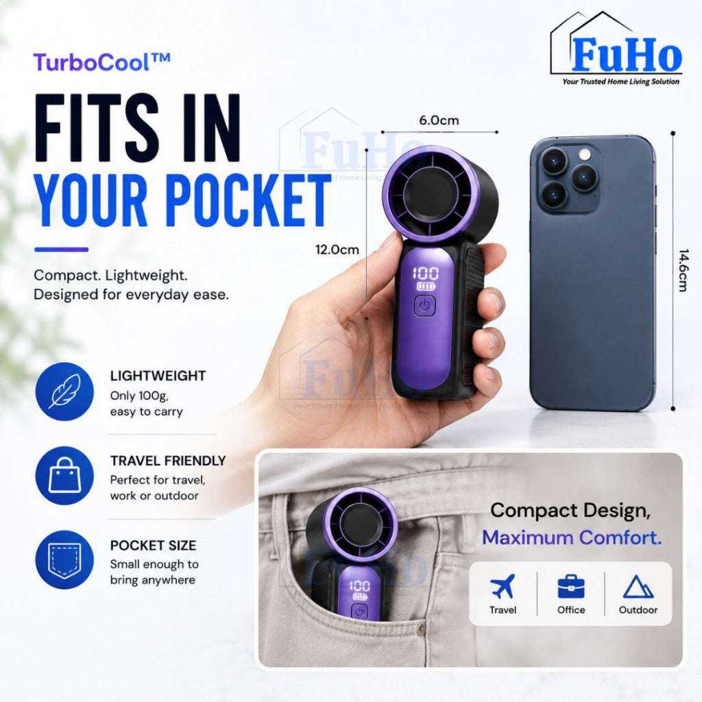 Fuho AeroPro™ Turbo Portable Fan | Turbo Fan | Portable Fan | Portable Mini Fan | Handheld Fan | Travel Fan | (HL0334)