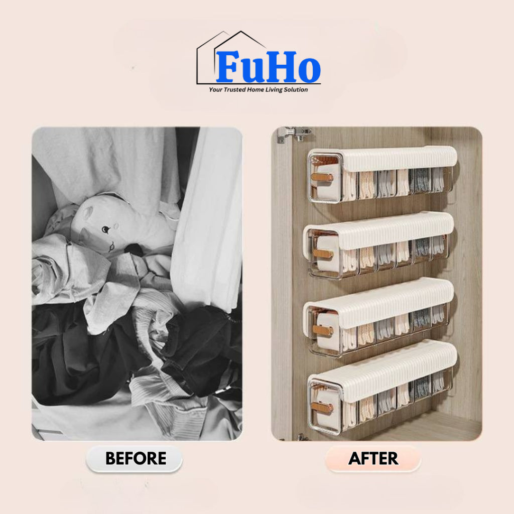 🇸🇬READY STOCK🇸🇬 FuHo Transparent Wall Storage Box | Storage Box | Undergarment Storage Box | (HL0315)