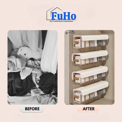 🇸🇬READY STOCK🇸🇬 FuHo Transparent Wall Storage Box | Storage Box | Undergarment Storage Box | (HL0315)