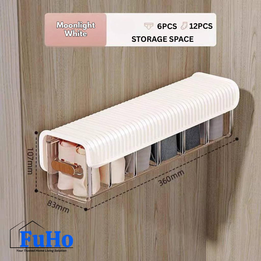 🇸🇬READY STOCK🇸🇬 FuHo Transparent Wall Storage Box | Storage Box | Undergarment Storage Box | (HL0315)